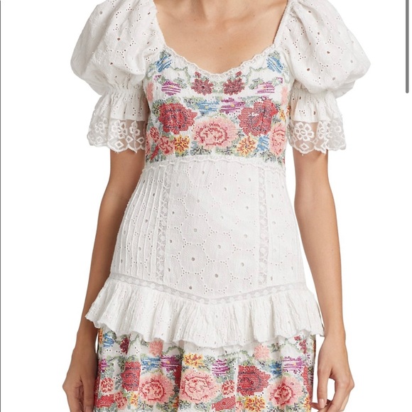 Loveshackfancy Thressey Eyelet-Embroidered Minidress - Picture 4 of 8